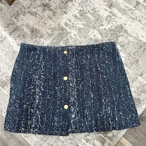 Frame Denim Blue Tweed Skirt